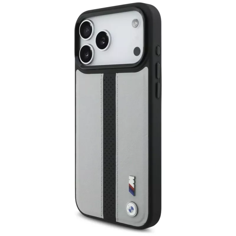 BMW M Perforated Stripe Logo MagSafe -kotelo iPhone 17 Pro Max harmaa