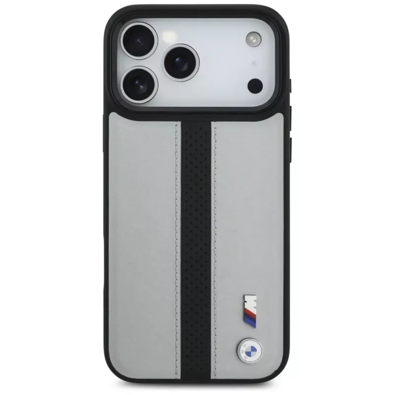BMW M Perforated Stripe Logo MagSafe -kotelo iPhone 17 Pro Max harmaa
