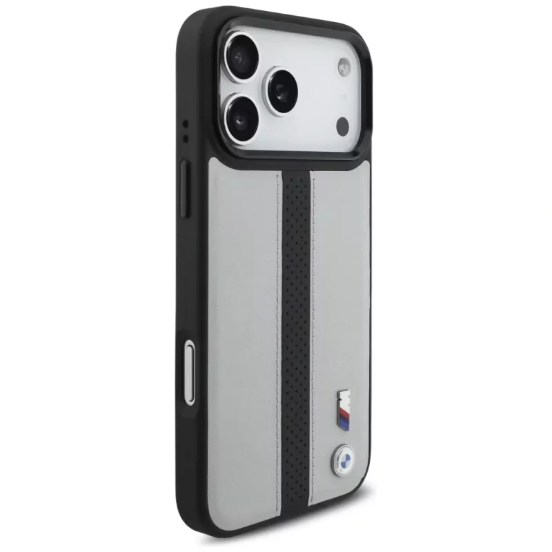 BMW M Perforated Stripe Logo MagSafe -kotelo iPhone 17 Pro Max harmaa