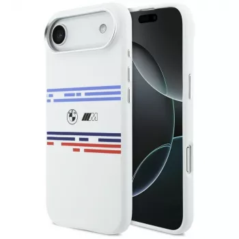BMW M Silicon Horizontal Line MagSafe -kotelo iPhone Airille, valkoinen
