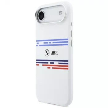 BMW M Silicon Horizontal Line MagSafe -kotelo iPhone Airille, valkoinen