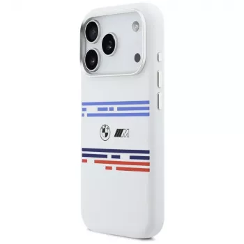 BMW M Silicon Horizontal Line MagSafe Case iPhone 17 Pro valkoinen