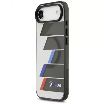 BMW M IML Metal Buttons Tricolor Lines MagSafe -kotelo iPhone Airille, antrasiitti