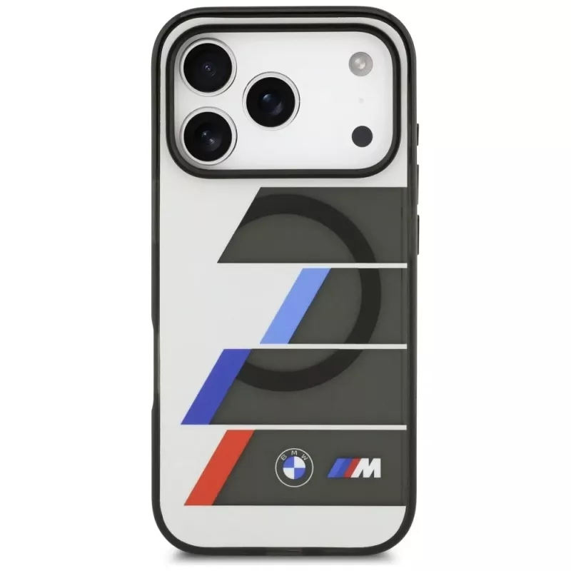 BMW M IML Metal Buttons Tricolor Lines MagSafe Case Apple iPhone 17 Pro, anthrazit