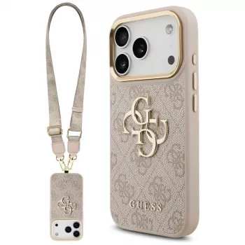 Guess 4G Big Classic Logo Big Strap Metal Buttons -kotelo Apple iPhone 17 Prolle, pinkki