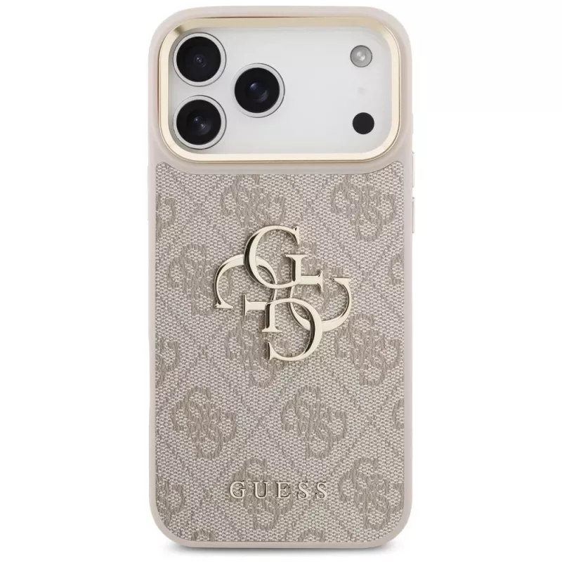 Guess 4G Big Classic Logo Big Strap Metal Buttons -suojakotelo iPhone 17 Pro Maxille, pinkki