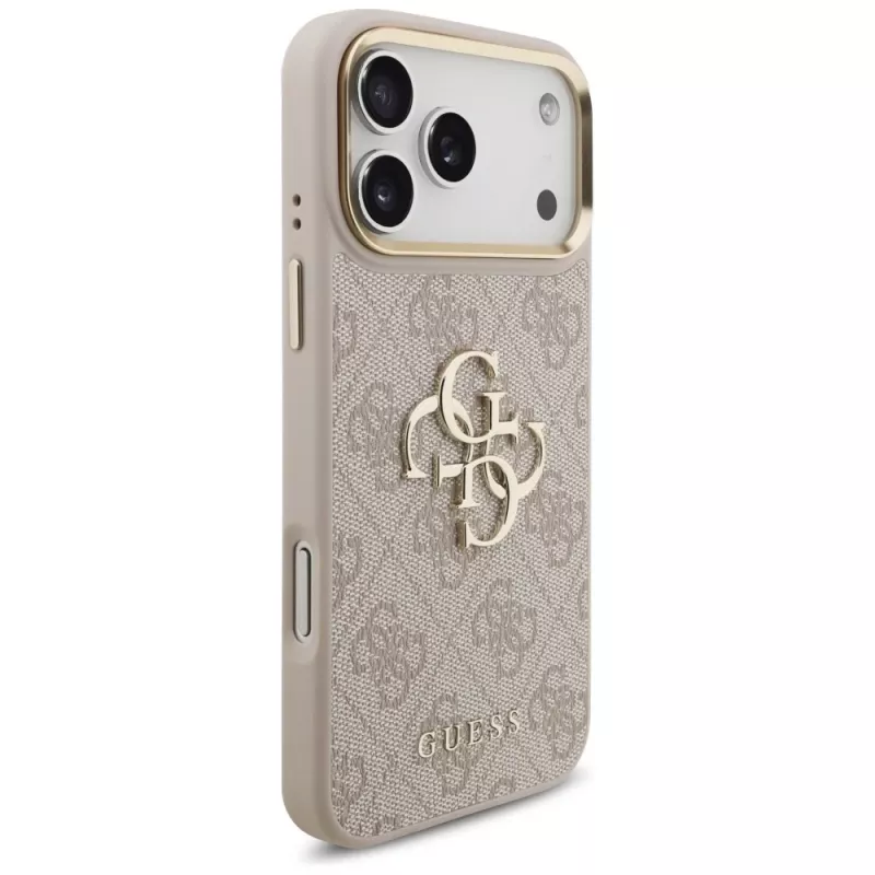 Guess 4G Big Classic Logo Big Strap Metal Buttons -suojakotelo iPhone 17 Pro Maxille, pinkki