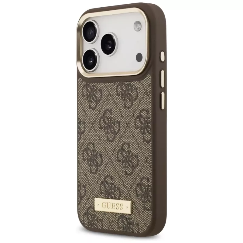 Guess 4G Logo Plate MagSafe -kotelo Apple iPhone 17 Prolle, ruskea