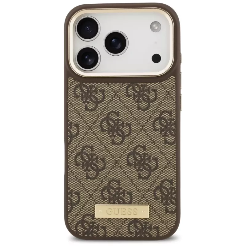 Guess 4G Logo Plate MagSafe -kotelo Apple iPhone 17 Prolle, ruskea