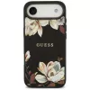Guess Grained Flowers Classic Logo MagSafe -kotelo Apple iPhone Airille - musta