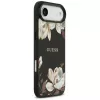 Guess Grained Flowers Classic Logo MagSafe -kotelo Apple iPhone Airille - musta