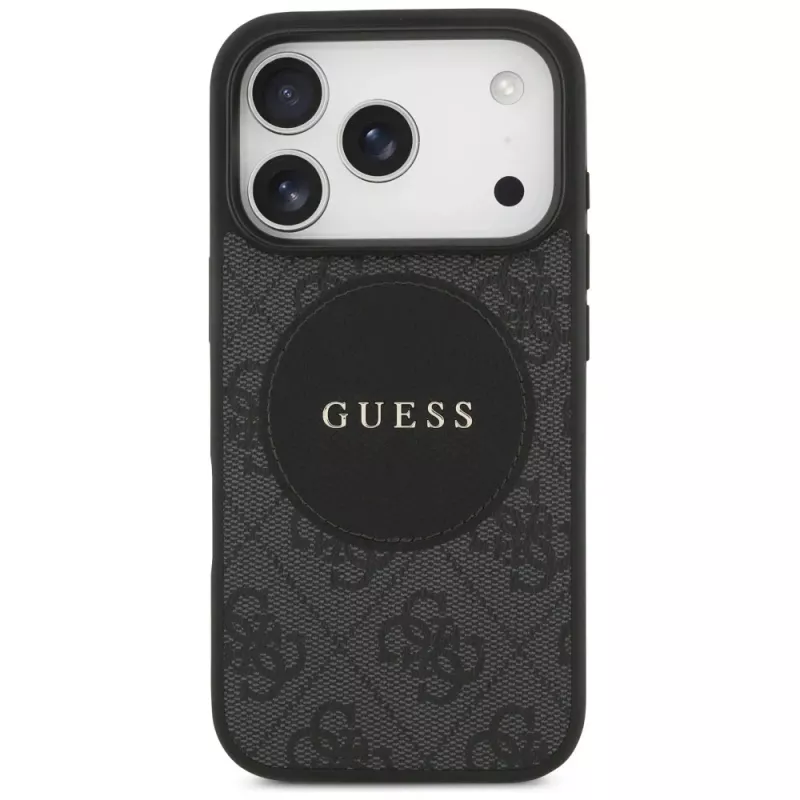 Guess 4G Circle Classic Logo MagSafe -kotelo iPhone 17 Prolle (musta)