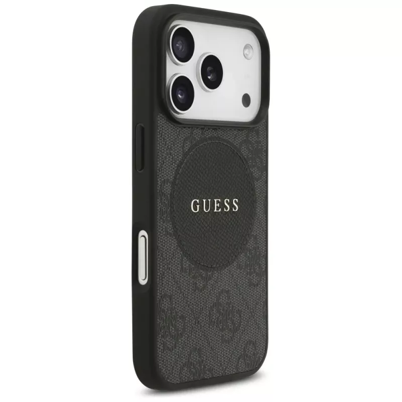 Guess 4G Circle Classic Logo MagSafe -kotelo iPhone 17 Prolle (musta)