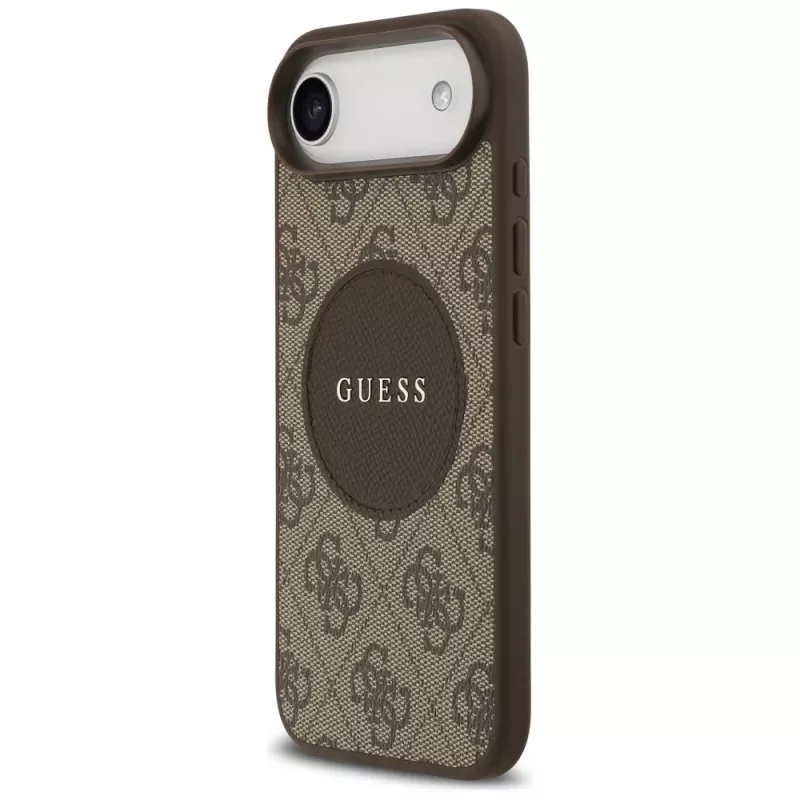 Guess 4G Circle Classic Logo MagSafe -kotelo iPhone Airille, ruskea