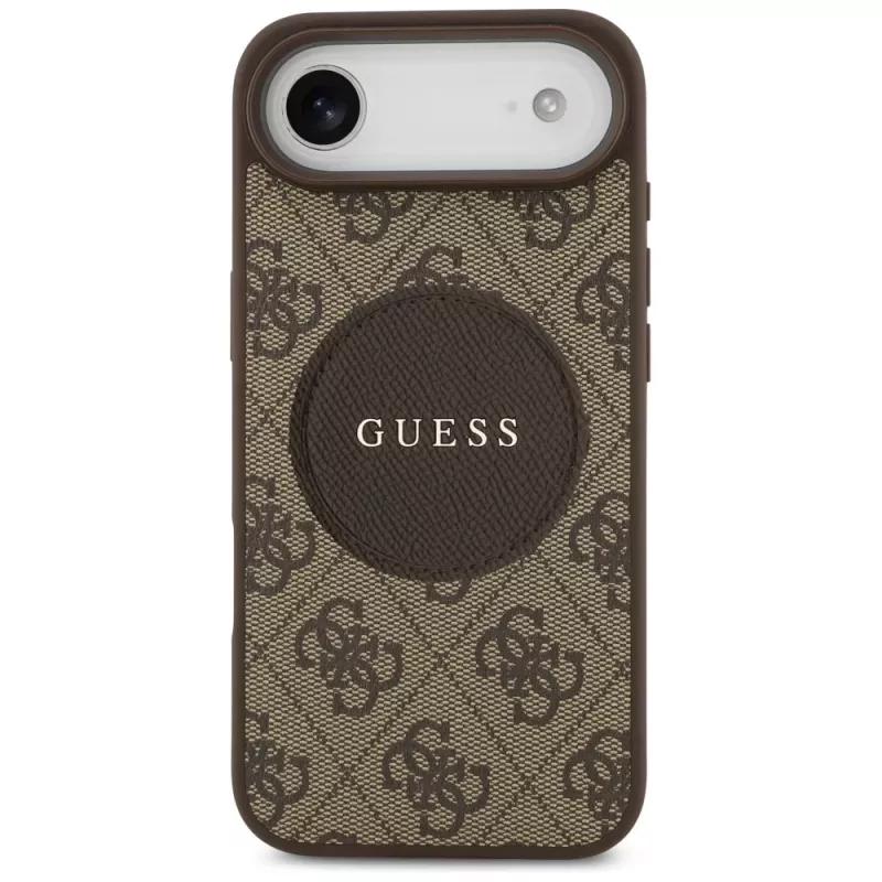 Guess 4G Circle Classic Logo MagSafe -kotelo iPhone Airille, ruskea