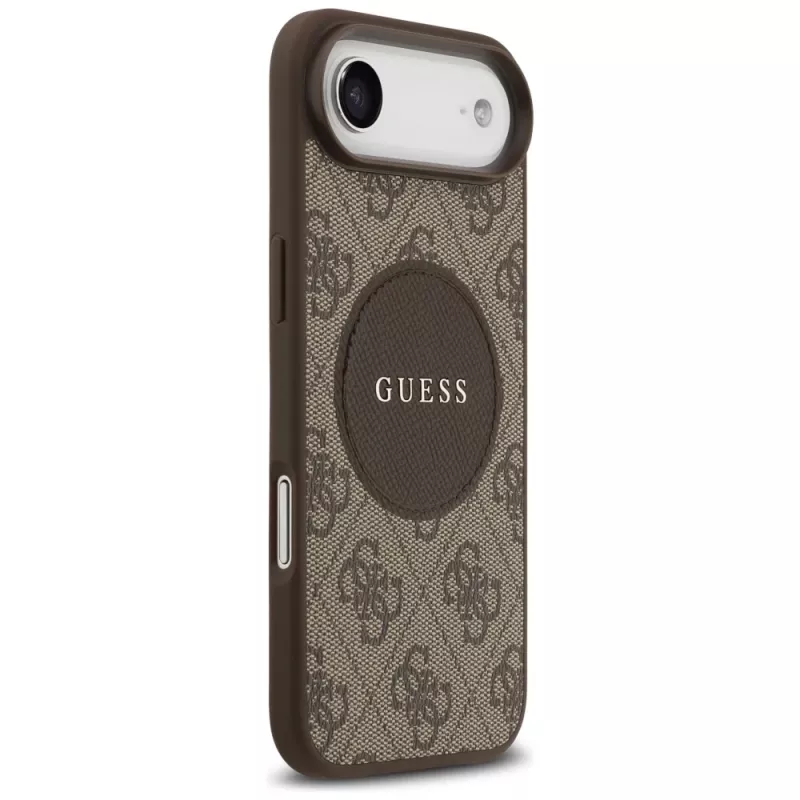 Guess 4G Circle Classic Logo MagSafe -kotelo iPhone Airille, ruskea