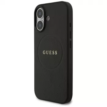 Guess Grained Ring MagSafe -kotelo iPhone 17:lle - musta