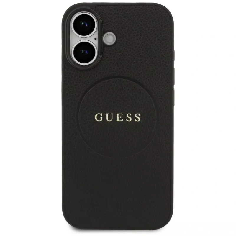 Guess Grained Ring MagSafe -kotelo iPhone 17:lle - musta