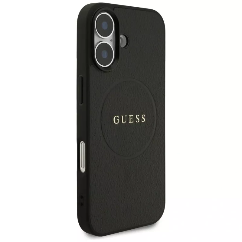 Guess Grained Ring MagSafe -kotelo iPhone 17:lle - musta
