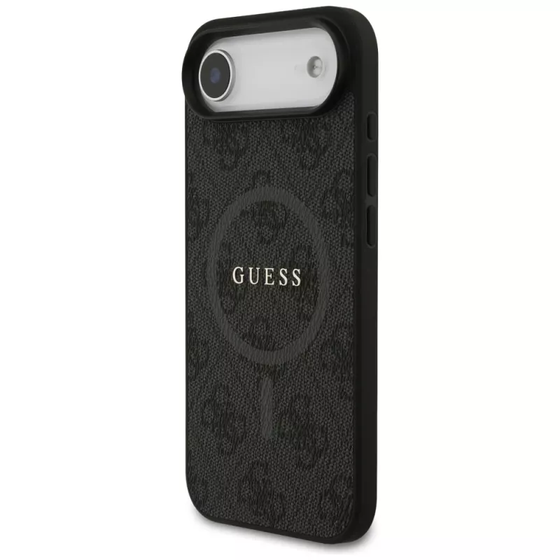 Guess 4G Ring Classic Logo MagSafe -kotelo iPhone Airille, musta