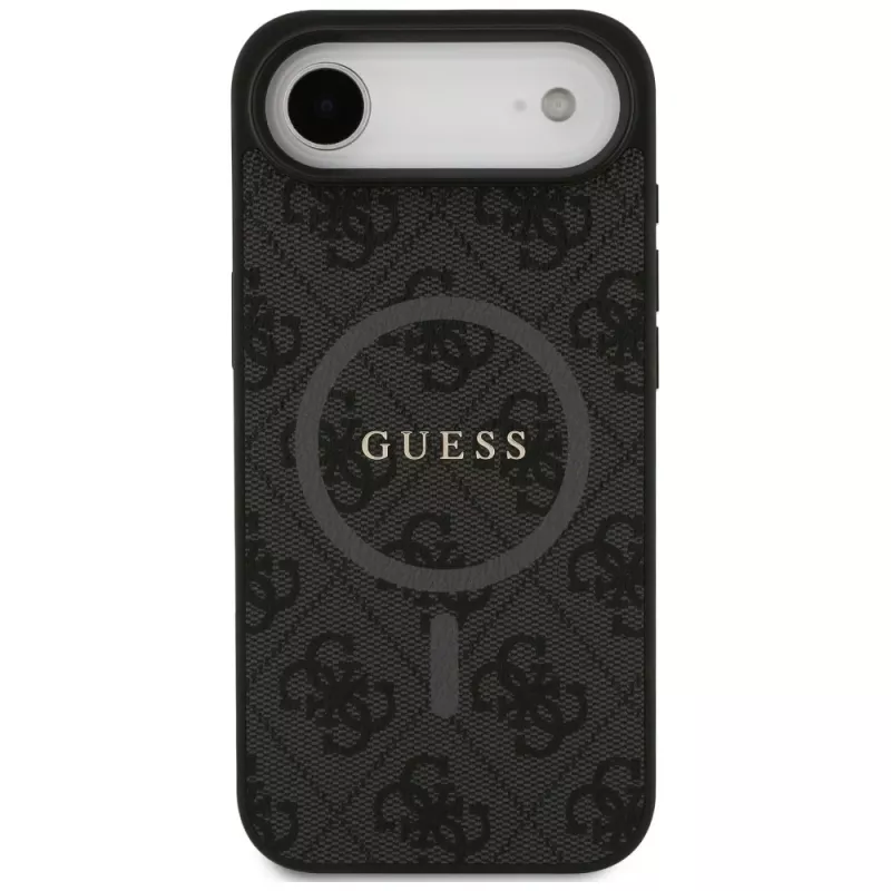 Guess 4G Ring Classic Logo MagSafe -kotelo iPhone Airille, musta