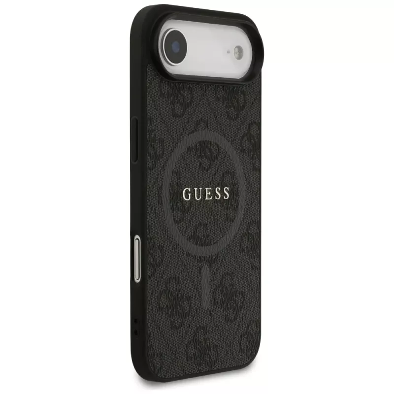 Guess 4G Ring Classic Logo MagSafe -kotelo iPhone Airille, musta