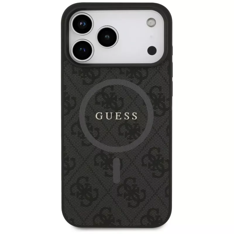 Guess 4G Ring Classic Logo MagSafe -kotelo iPhone 17 Pro Max (musta)