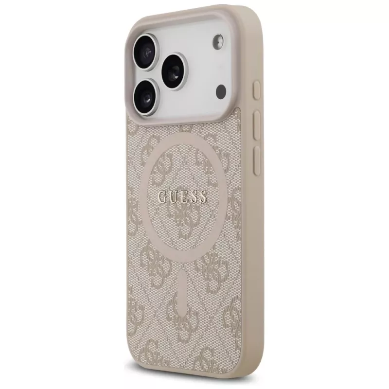 Guess 4G Ring Classic Logo MagSafe -kotelo iPhone 17 Pro, pinkki