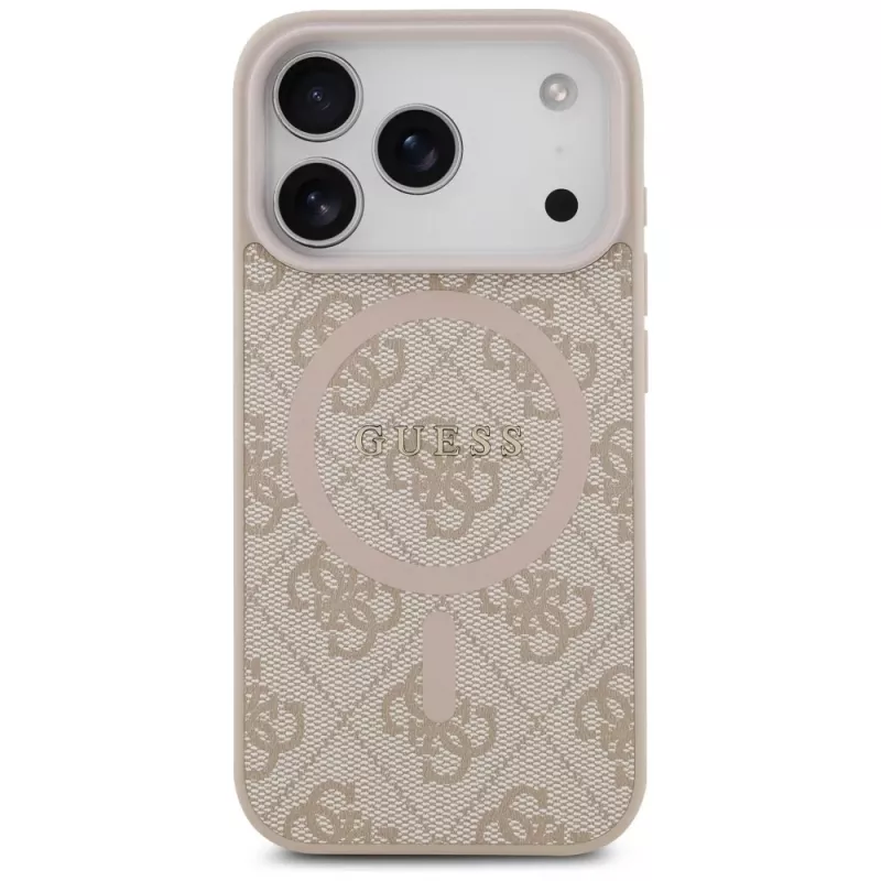 Guess 4G Ring Classic Logo MagSafe -kotelo iPhone 17 Pro, pinkki