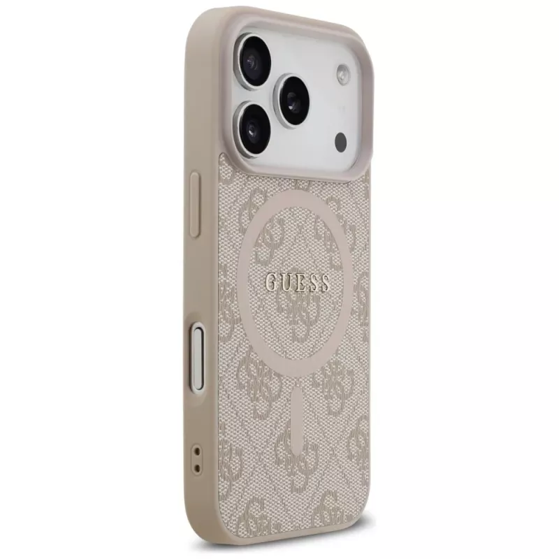 Guess 4G Ring Classic Logo MagSafe -kotelo iPhone 17 Pro, pinkki