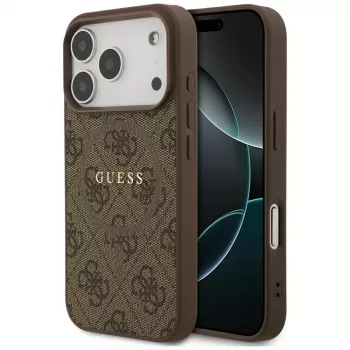 Guess 4G Ring Classic Logo MagSafe -suojakotelo Apple iPhone 17 Pro, ruskea