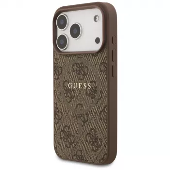 Guess 4G Ring Classic Logo MagSafe -suojakotelo Apple iPhone 17 Pro, ruskea