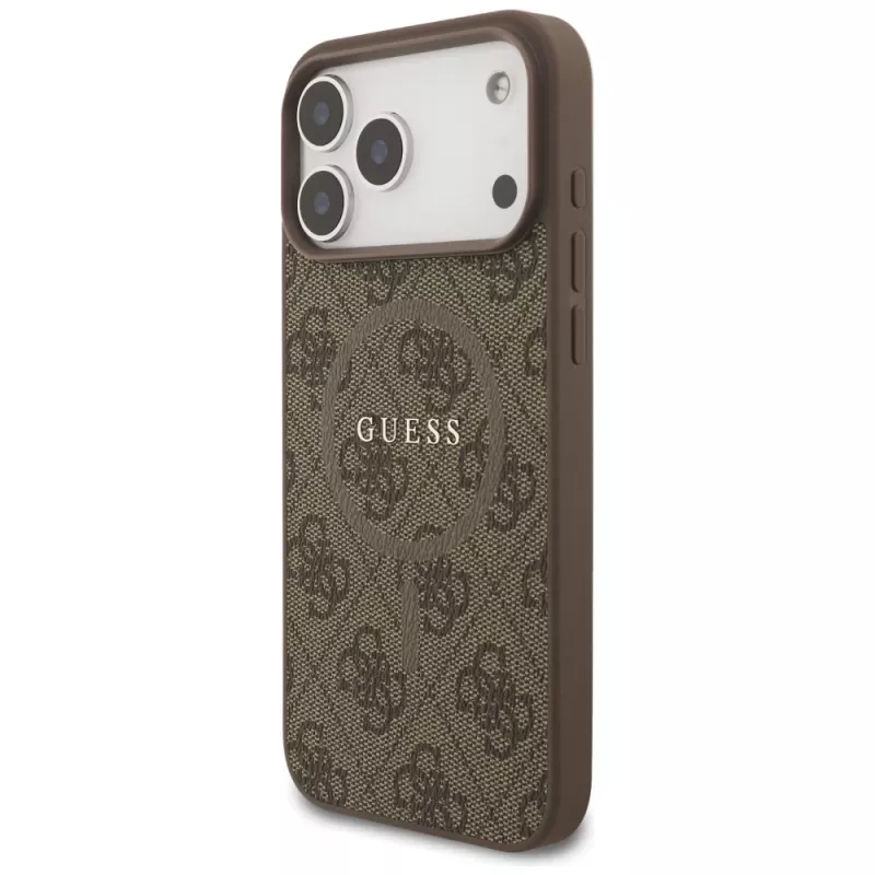 Guess 4G Ring Classic Logo MagSafe -kotelo iPhone 17 Pro Max (ruskea)