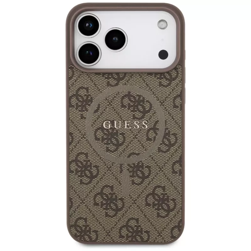 Guess 4G Ring Classic Logo MagSafe -kotelo iPhone 17 Pro Max (ruskea)