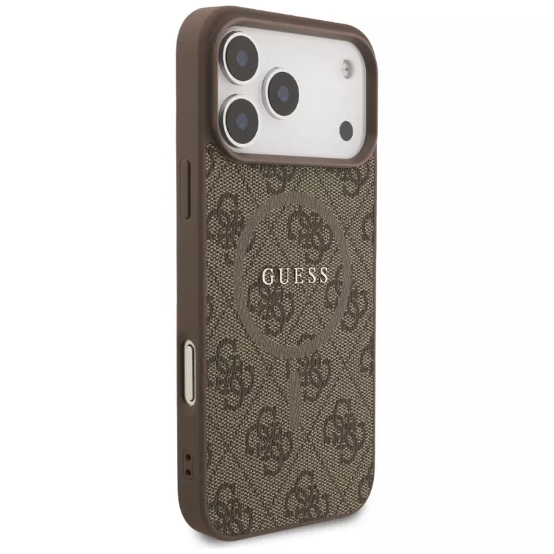 Guess 4G Ring Classic Logo MagSafe -kotelo iPhone 17 Pro Max (ruskea)