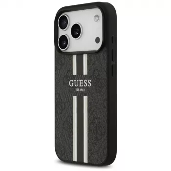Guess 4G Printed Stripes MagSafe -kotelo iPhone 17 Pro (musta)