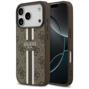Guess 4G Printed Stripes MagSafe -kotelo Apple iPhone 17 Pro - ruskea