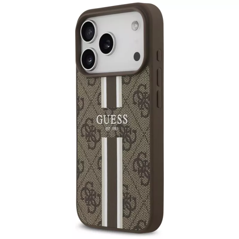 Guess 4G Printed Stripes MagSafe -kotelo Apple iPhone 17 Pro - ruskea
