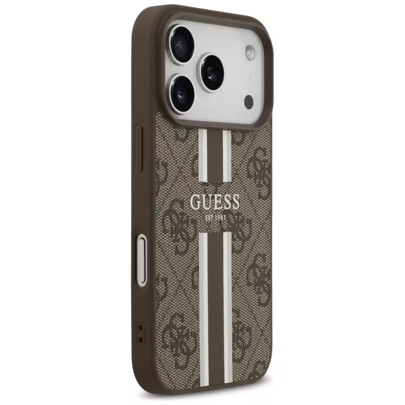 Guess 4G Printed Stripes MagSafe -kotelo Apple iPhone 17 Pro - ruskea