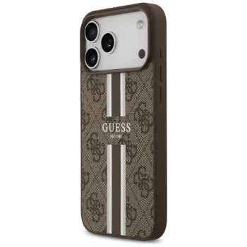 Guess 4G Printed Stripes MagSafe -kotelo iPhone 17 Pro Max (ruskea)
