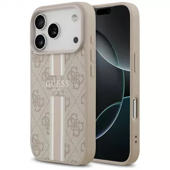 Guess 4G Printed Stripes MagSafe -kotelo iPhone 17 Pro (pinkki)