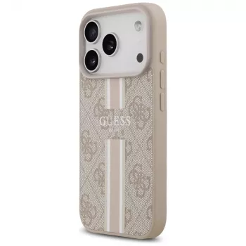 Guess 4G Printed Stripes MagSafe -kotelo iPhone 17 Pro (pinkki)