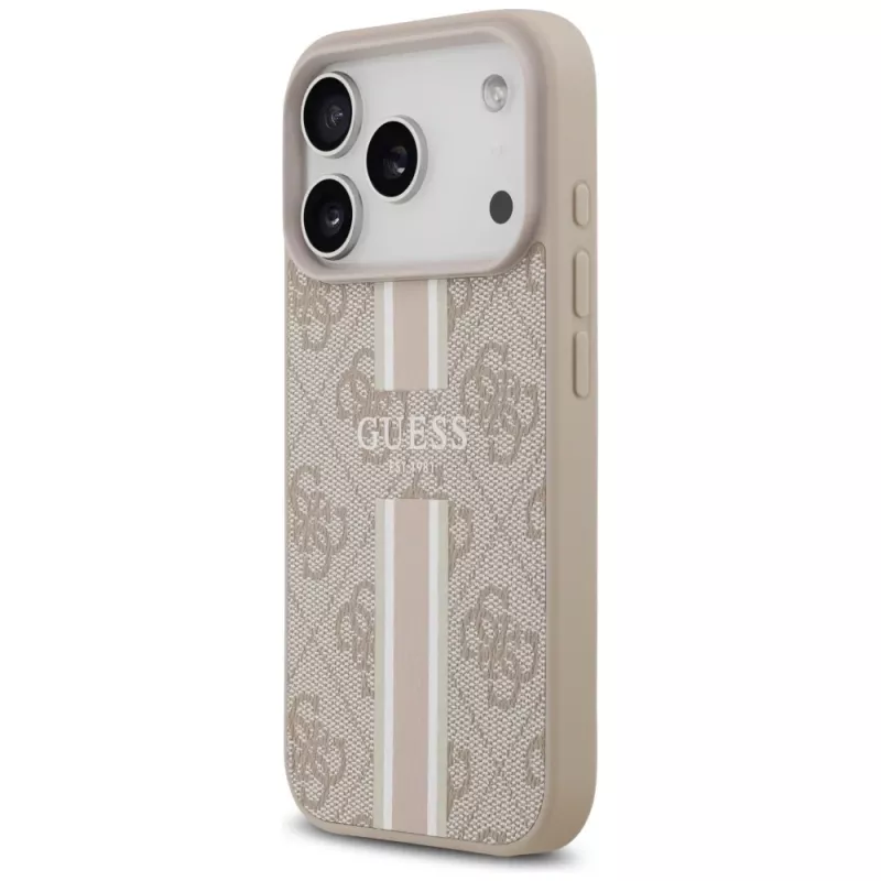 Guess 4G Printed Stripes MagSafe -kotelo iPhone 17 Pro (pinkki)