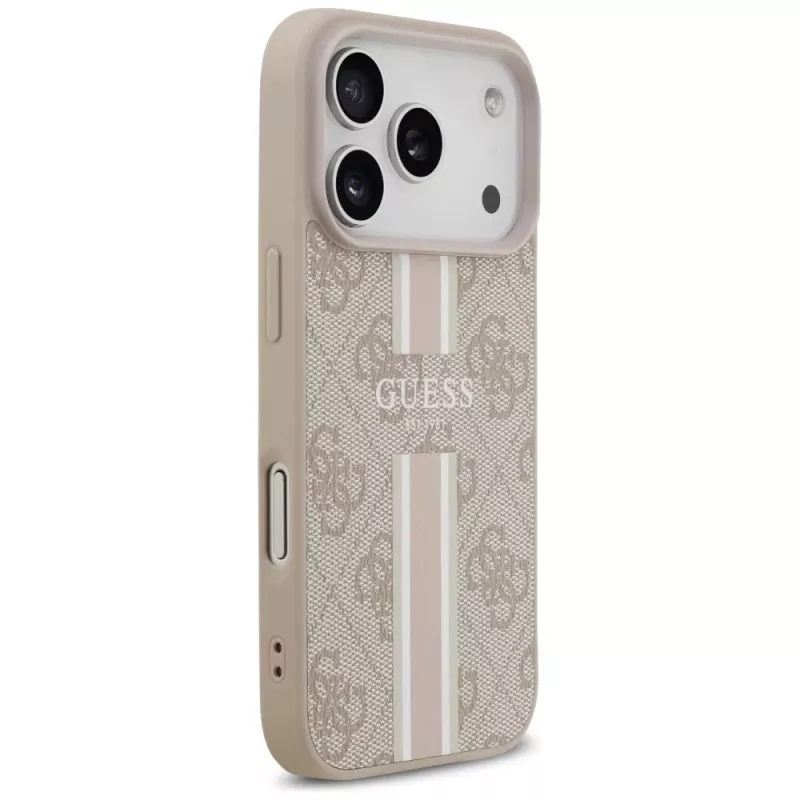 Guess 4G Printed Stripes MagSafe -kotelo iPhone 17 Pro (pinkki)