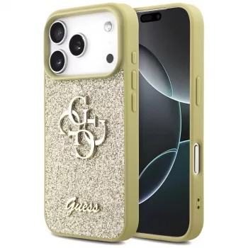 Guess Fixed Glitter Big 4G -suojakotelo Apple iPhone 17 Pro, kulta