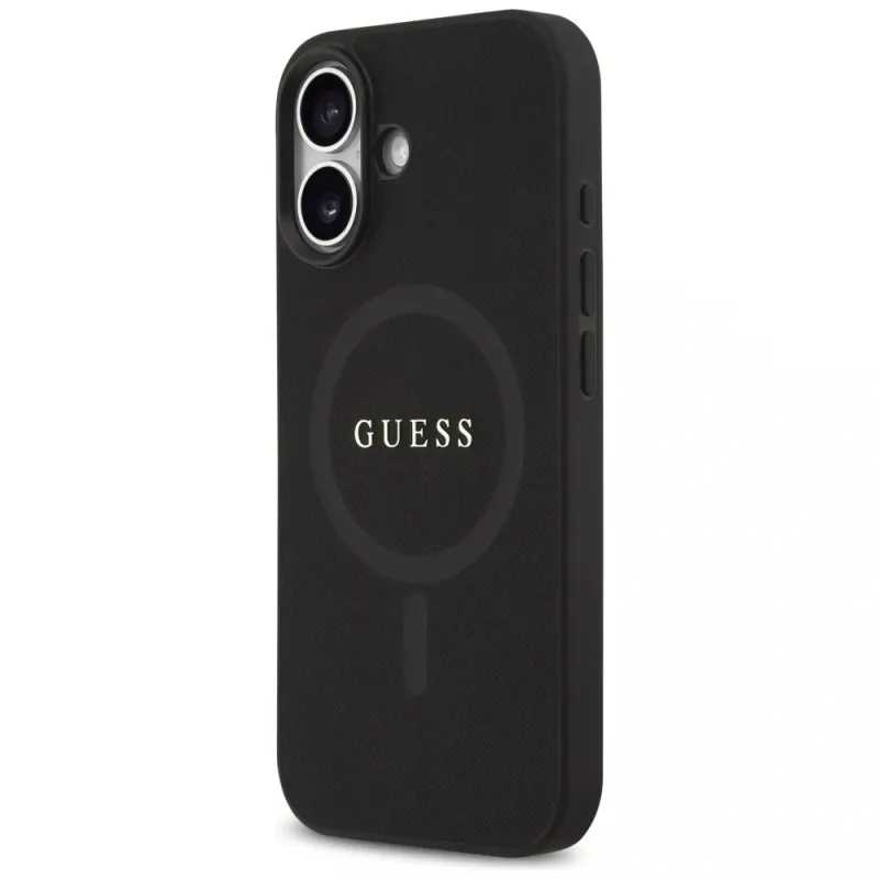 Guess Saffiano Classic Logo MagSafe -kotelo iPhone 17, musta