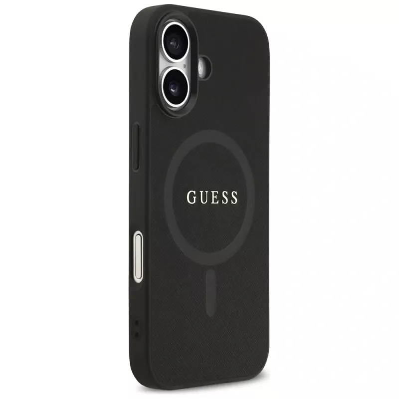 Guess Saffiano Classic Logo MagSafe -kotelo iPhone 17, musta