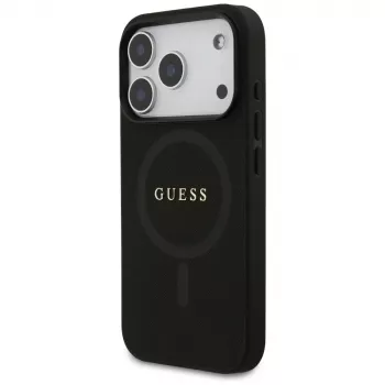 Guess Saffiano Classic Logo MagSafe -kotelo iPhone 17 Pro, musta