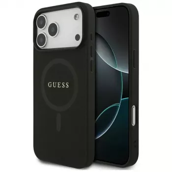 Guess Saffiano Classic Logo MagSafe -kotelo iPhone 17 Pro Max, musta