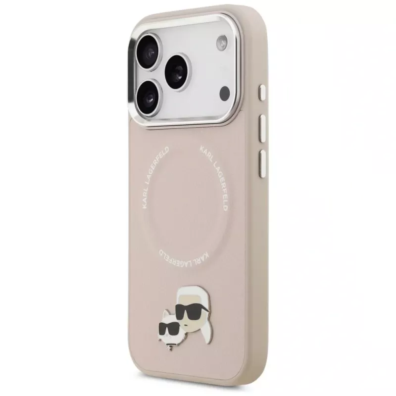 Karl Lagerfeld Karl & Choupette Pins MagSafe -kotelo iPhone 17 Pro, pinkki